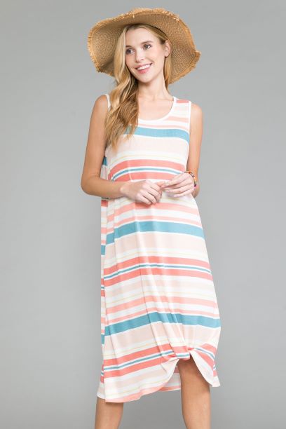 Pink-White Striped Dress